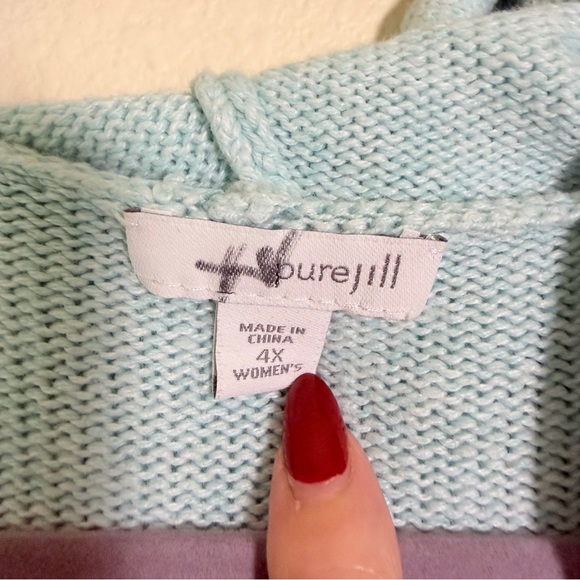 J. Jill Pure Jill Light Blue Hooded Cardigan, 4X, Cotton Cashmere - Picture 4 of 10